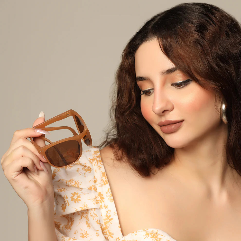 Foldable Matt Brown Wayfarer Sunglasse
