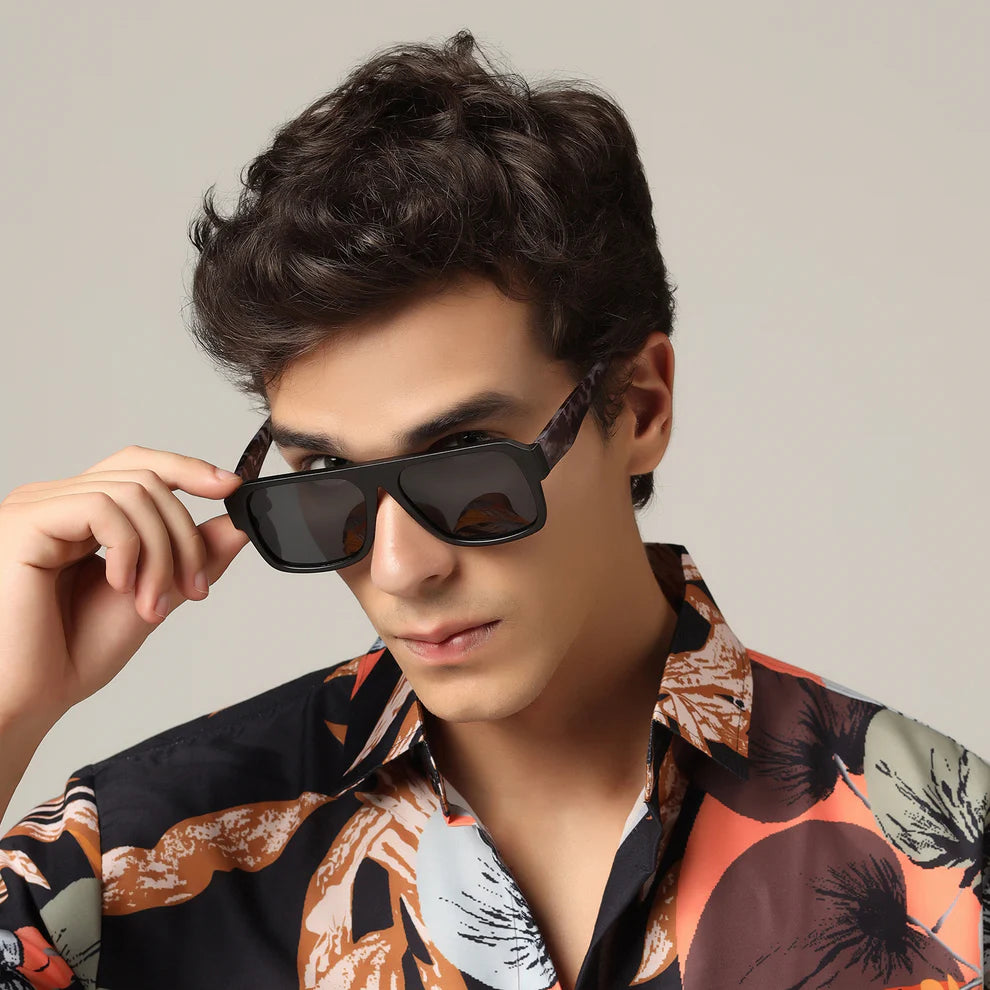 Rectangular  Black Sunglasses  For Men and Women