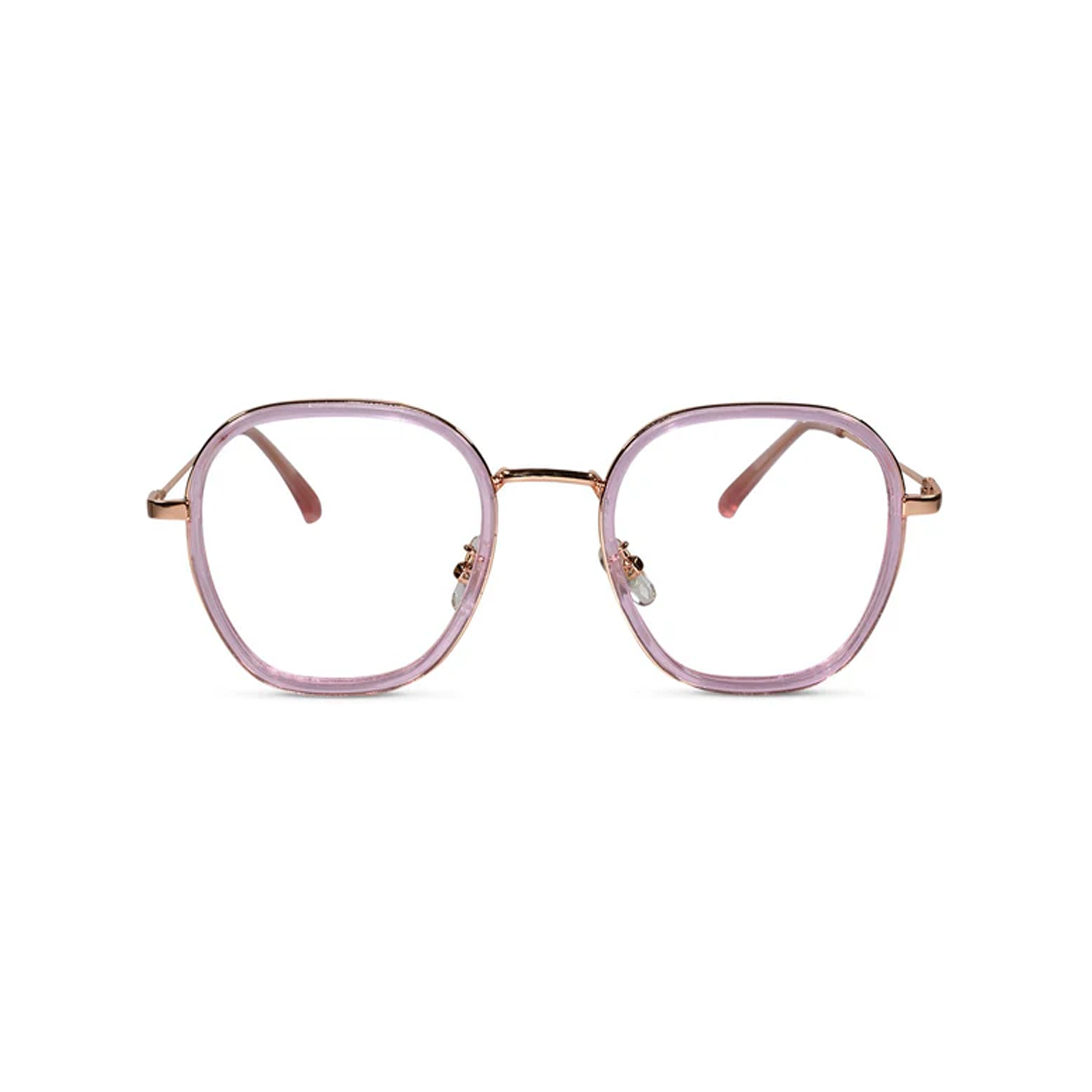 Pink Full rim Hexagonal Eyeglasses For Women