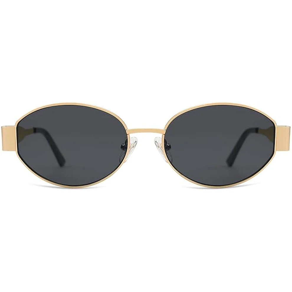 Black Gold Oval Sunglasses For Women & Men
