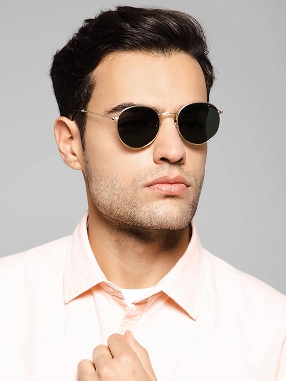 Vintage Polarised Golden Round Sunglasses