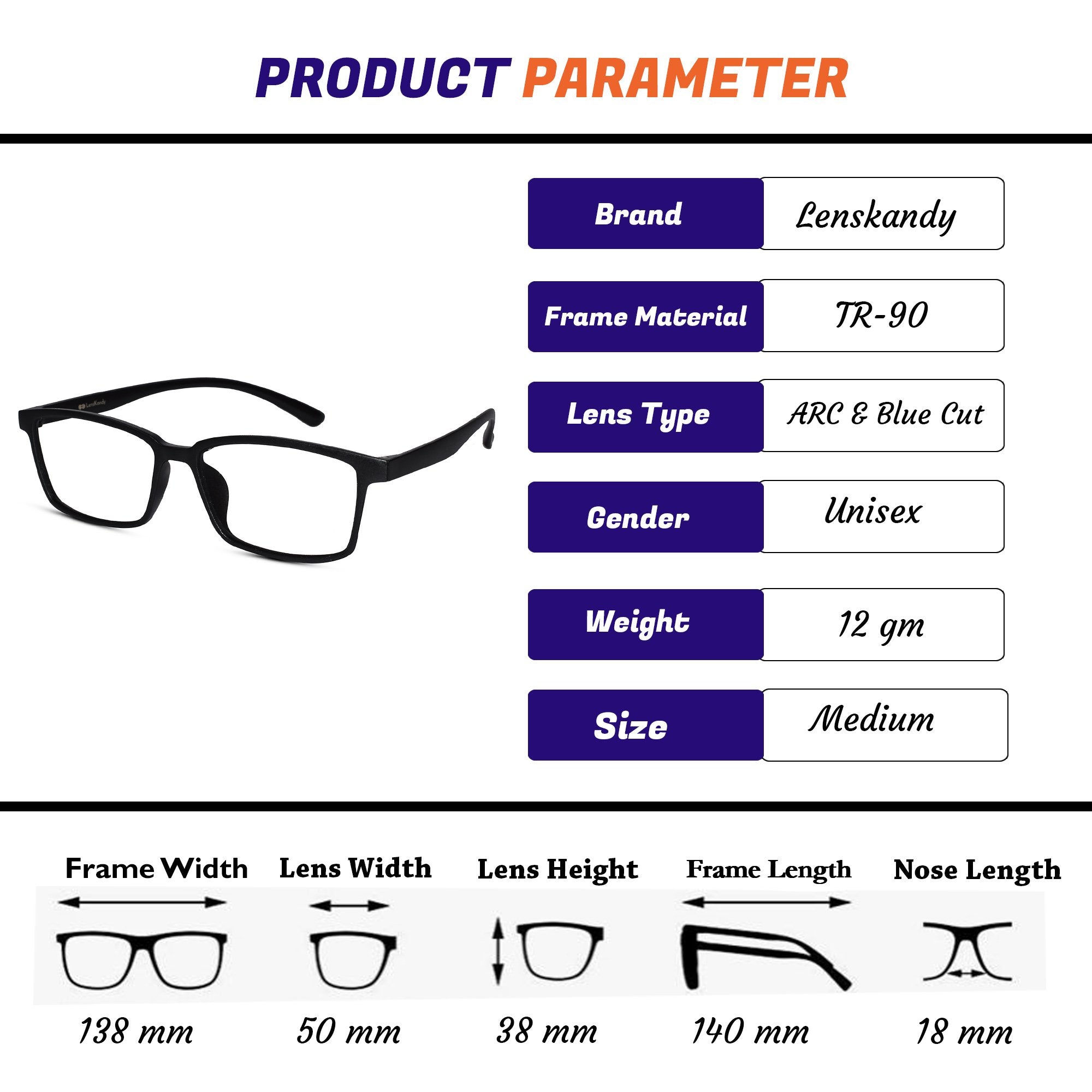 Black Rectangular Reading Glasses For Men & Women
