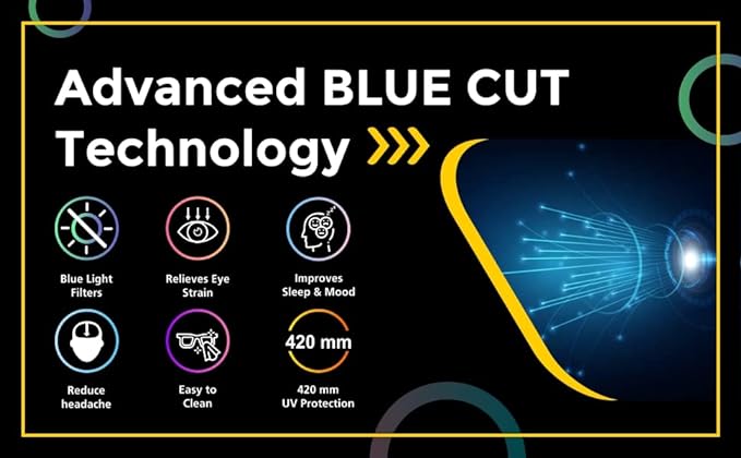 Rectangular Blue Cut Computer Glasses For Eye Protection | UV Protection Zero Power, Antiglare & Blue Light Filter Glasses | Men & Women | Medium | 04
