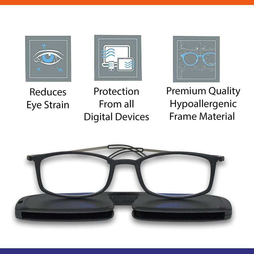 Black Rectangular Reading Glasses For Men & Women