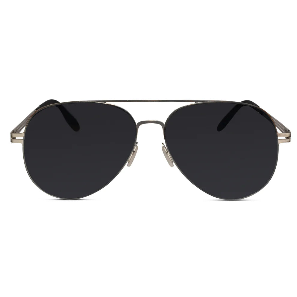 Flexible Polarized Matt Silver Aviator Sunglasses