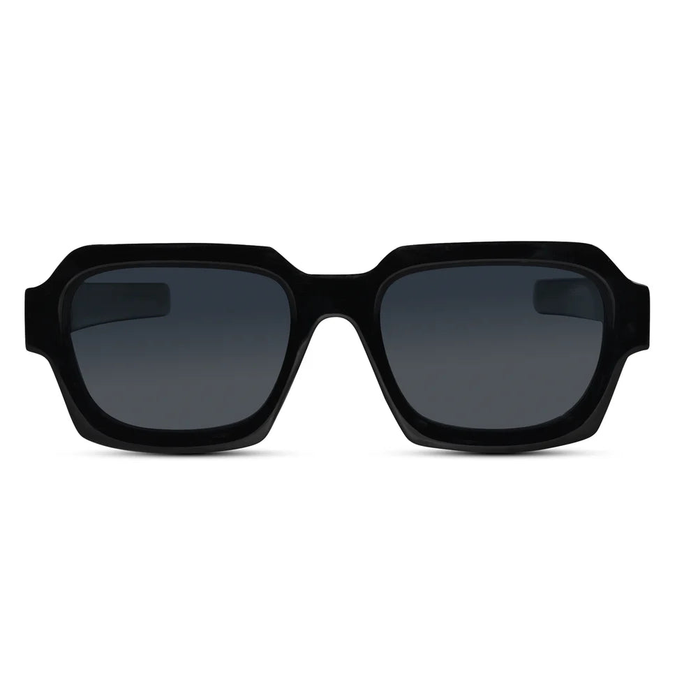 RETRO Dark Black Square Sunglasses For Men & Women