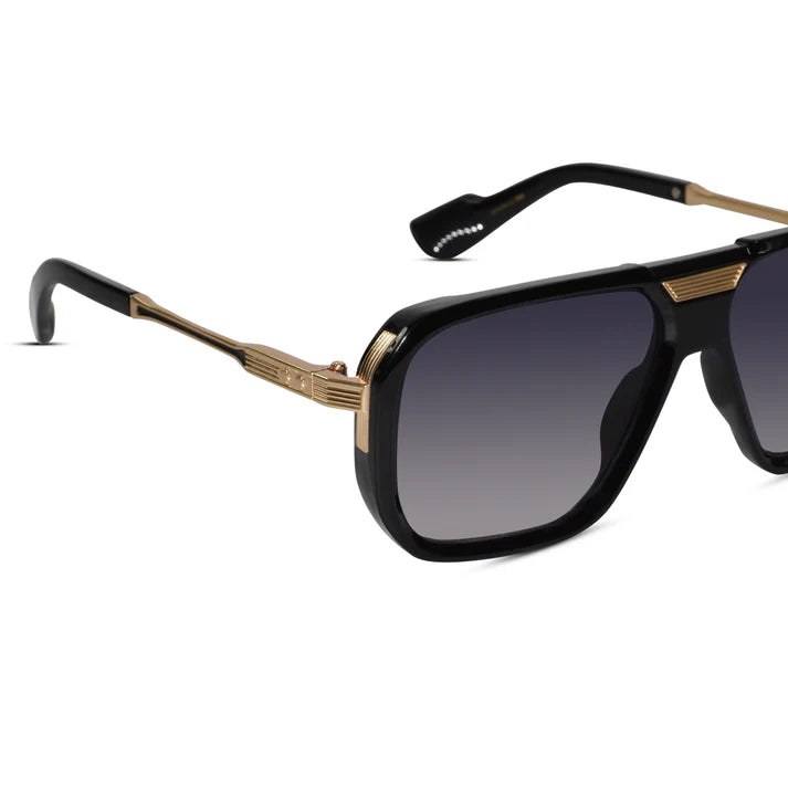 Designer Gold Black Square Sunglasses For Men