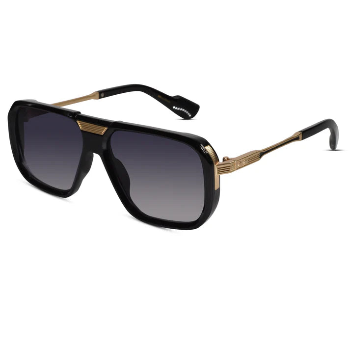 Designer Gold Black Square Sunglasses For Men