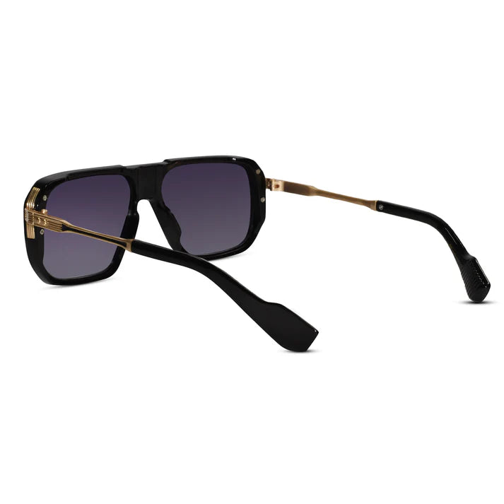 Designer Gold Black Square Sunglasses For Men