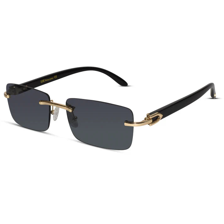 Designer blue Black Rectangular Rimless Sunglasses