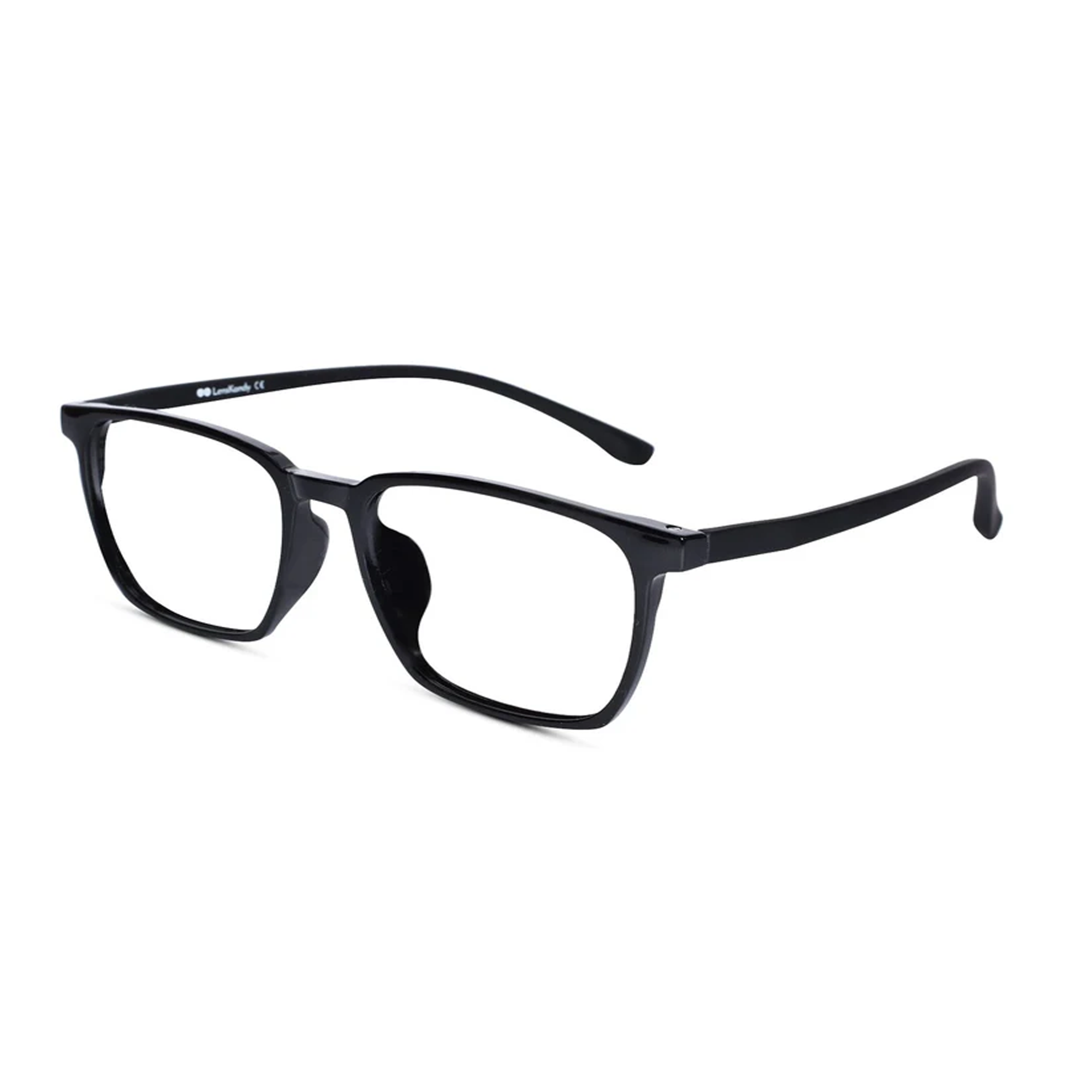 black frame square eyeglasses