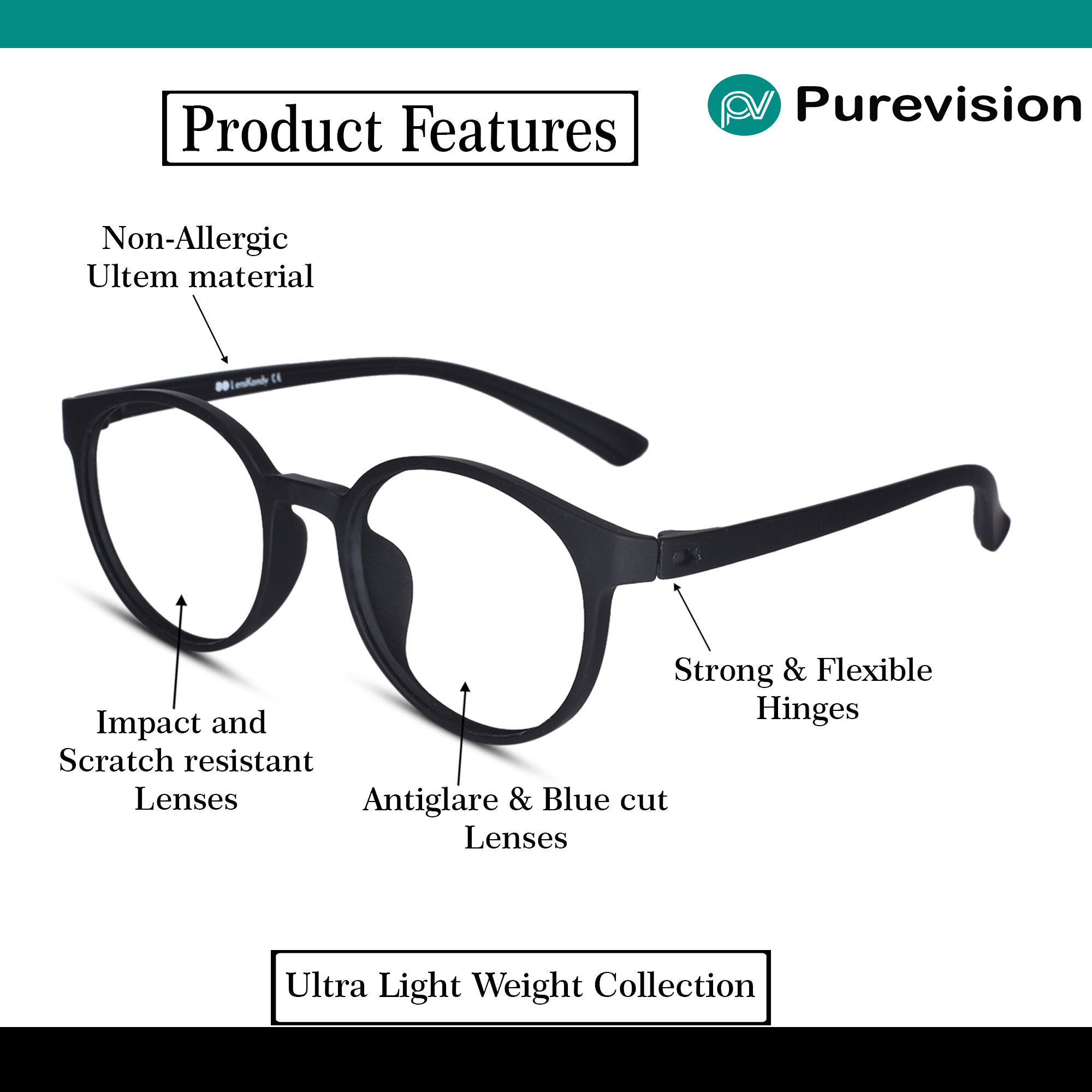 Matt Black Round Progressive Reading Glasses for Men & Women