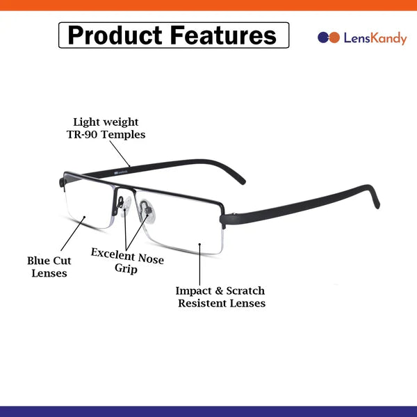 Readers Matte Black Half Rim Rectangle