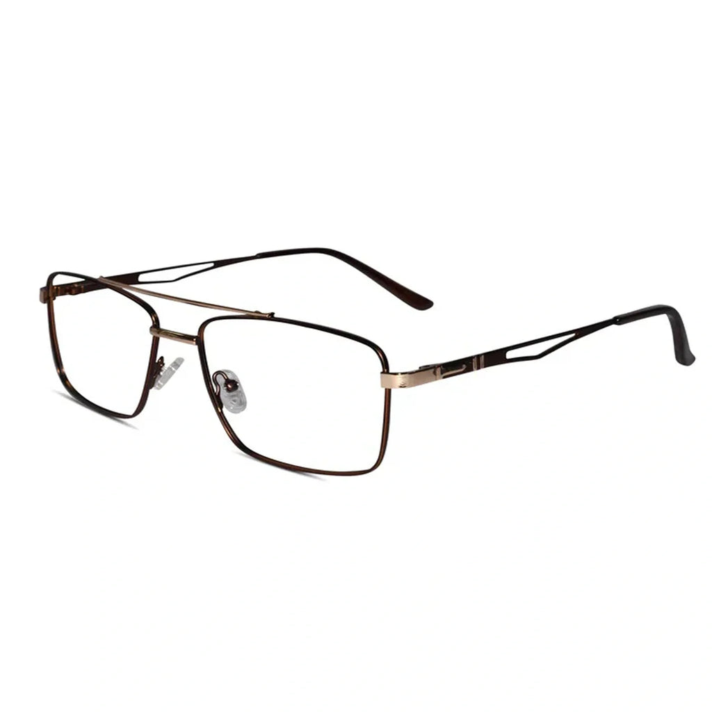 Black Rectangular Gold Eyeglasses For Men
