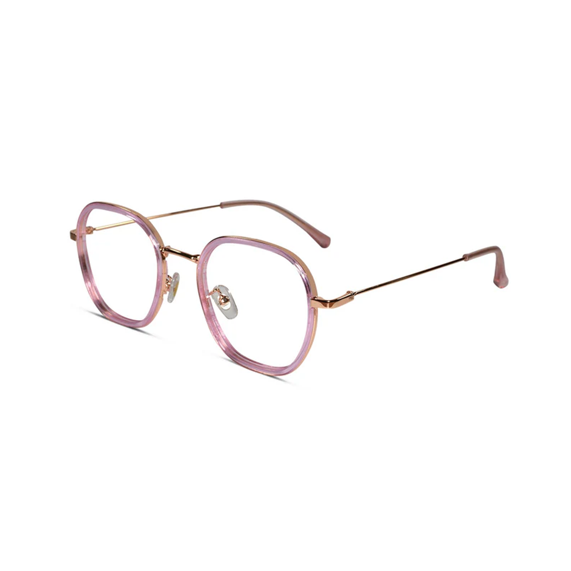 Pink Full rim Hexagonal Eyeglasses For Women