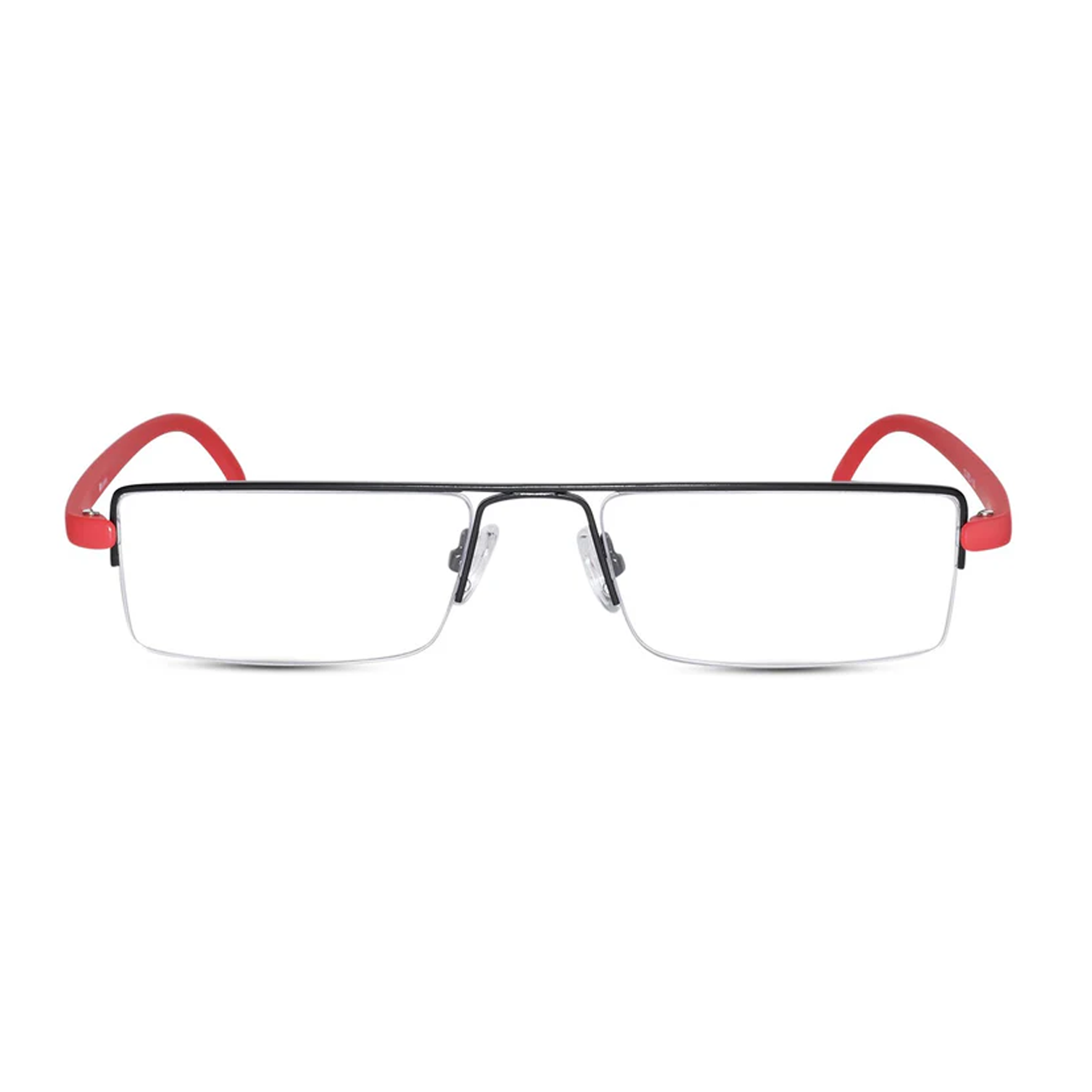 Readers Matte Black - Red Half Rim Rectangle