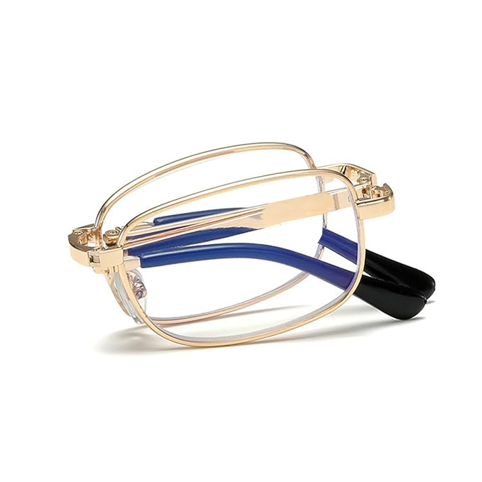 Foldable Golden Full Rim Reading Glasses For Men & Women