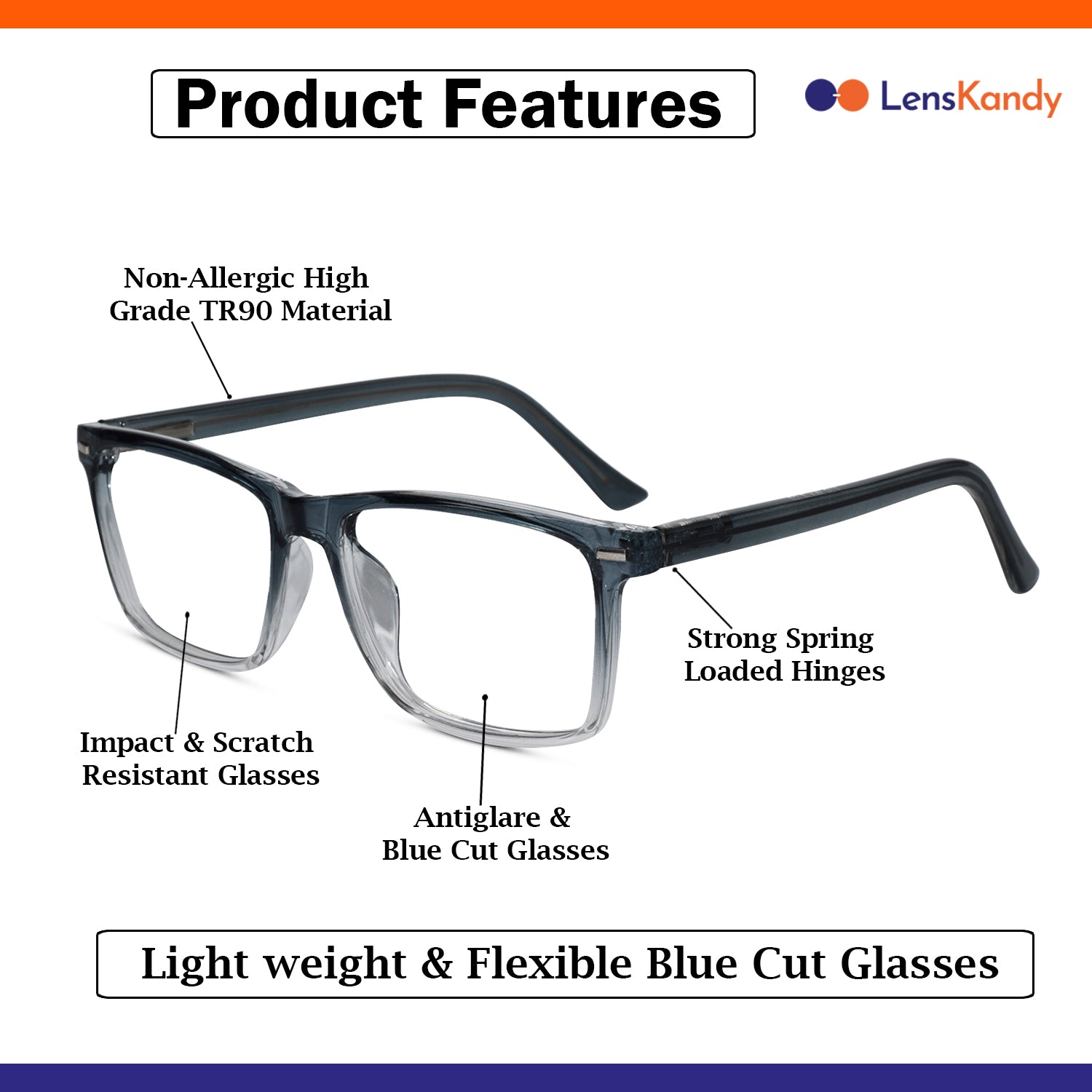 Dual Tone Crystal Blue Rectangular Reading Glasses