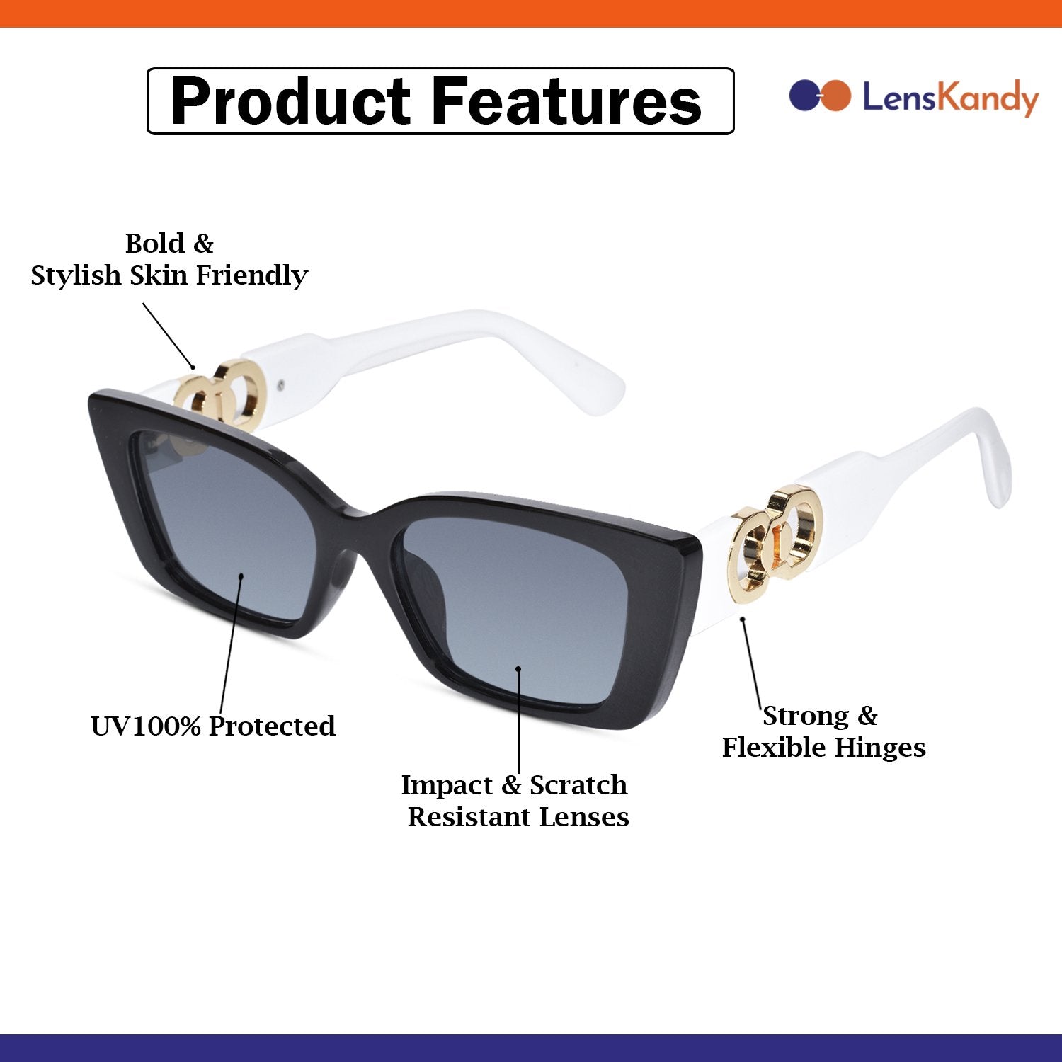 White Designer Cat Eye Sunglasses For Women