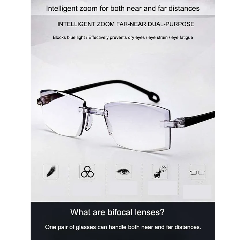 Photochromic Bifocal Intelligent Zoom Adaptive Reading Glasses (1PBF01)