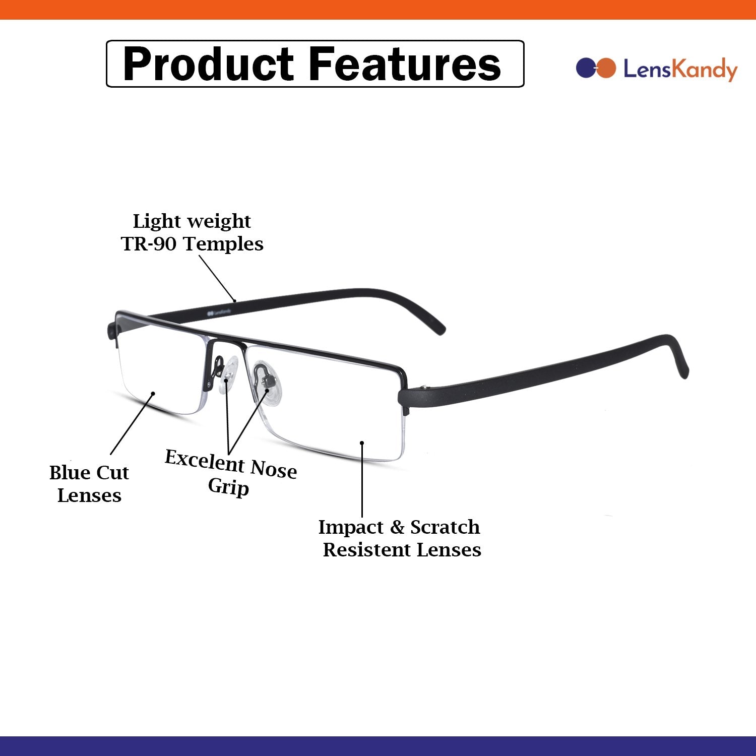 Readers Matte Black Half Rim Rectangle