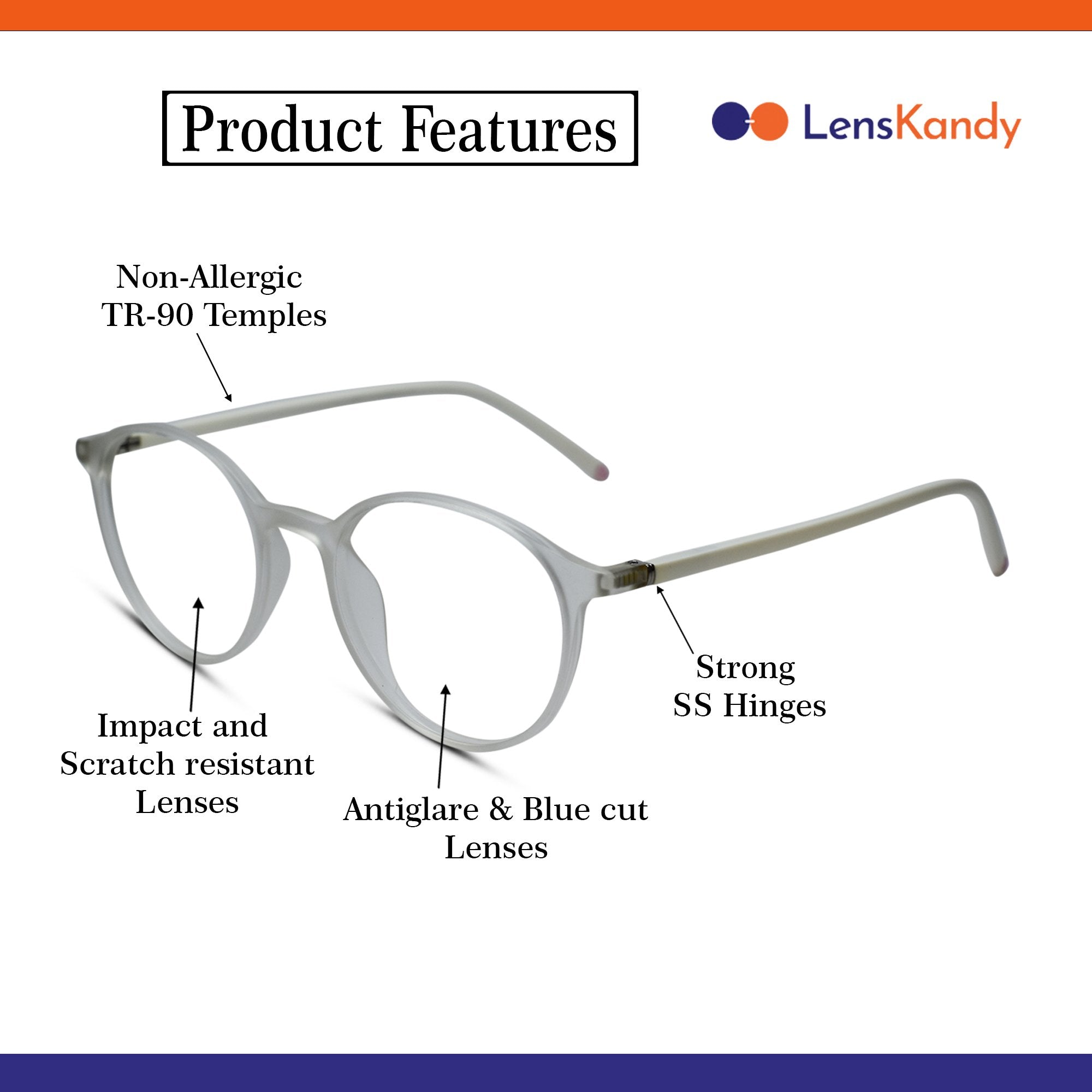 VINTAGE  Ultra Light Matt White Round Eyeglasses