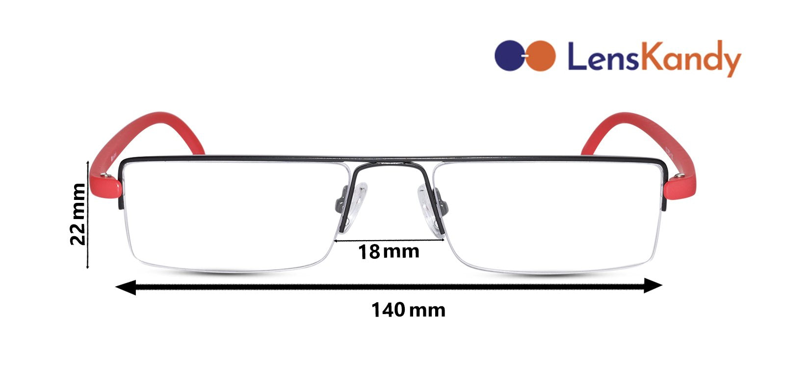 Readers Matte Black - Red Half Rim Rectangle