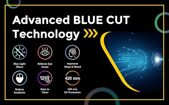 Round Computer Glasses for Eye Protection | Antiglare & Blue Cut Glasses | Scratch Resistant | UV Protection | Men & Women | Large