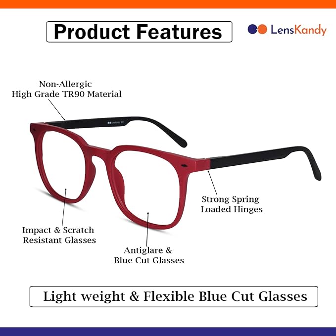 Wayfarer Blue Cut Computer Glasses For Eye Protection | UV Protection Zero Power, Antiglare & Blue Light Filter Glasses | Men & Women | Large