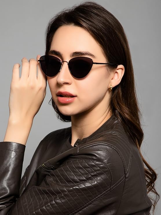 Vintage Metal Black Cat Eye Sunglasses