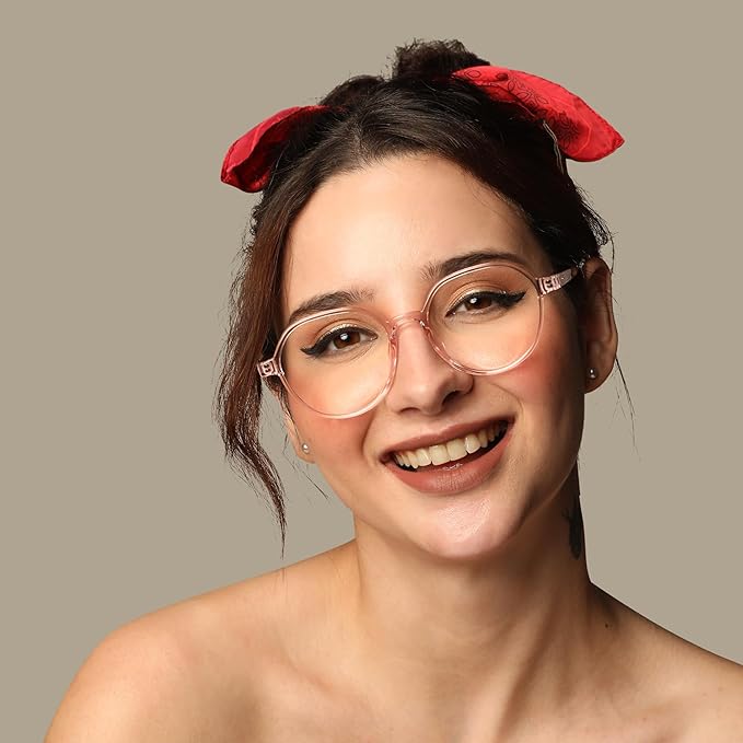 Crystal Pink Hexagonal Power Eyeglasses & Computer Glasses