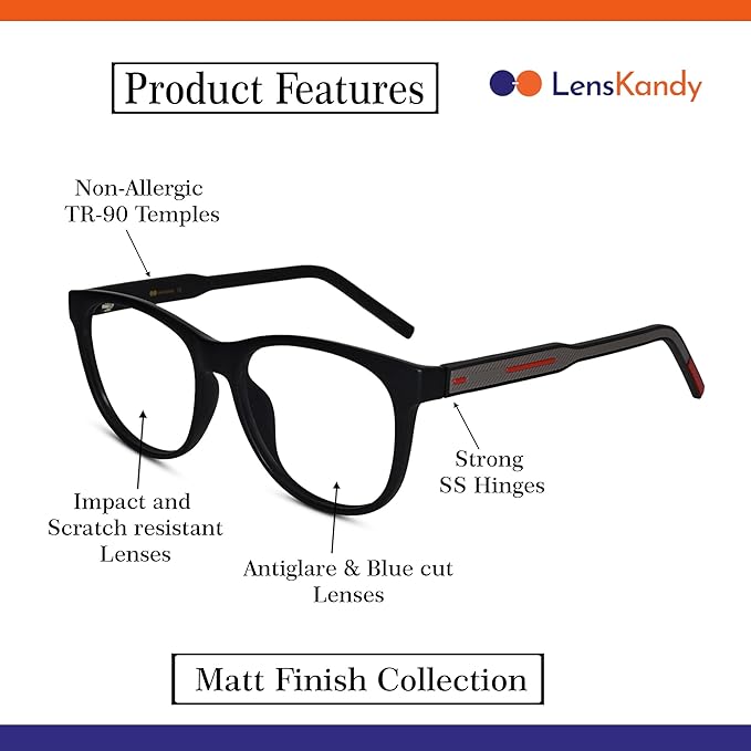 Wayfarer Blue Cut Computer Glasses For Eye Protection | UV Protection Zero Power, Antiglare & Blue Light Filter Glasses | Men & Women | Medium | L2801