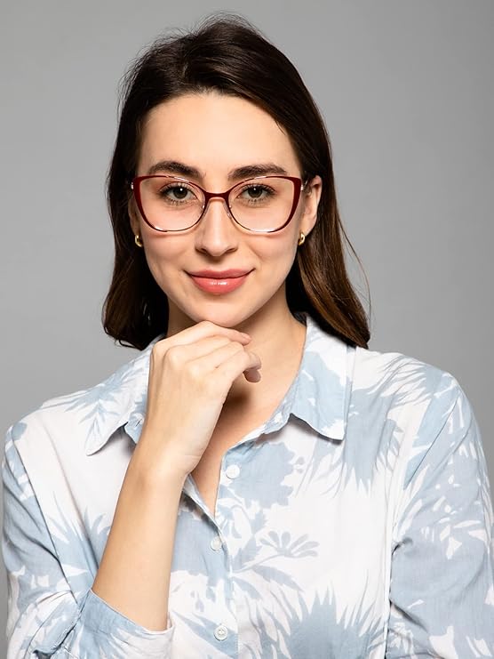 Gold Red Cat eye Eyeglasses & Computer Glasses For Women