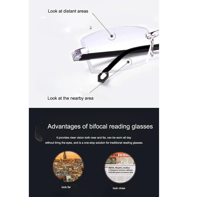 Photochromic Bifocal Intelligent Zoom Adaptive Reading Glasses (1PBF01)
