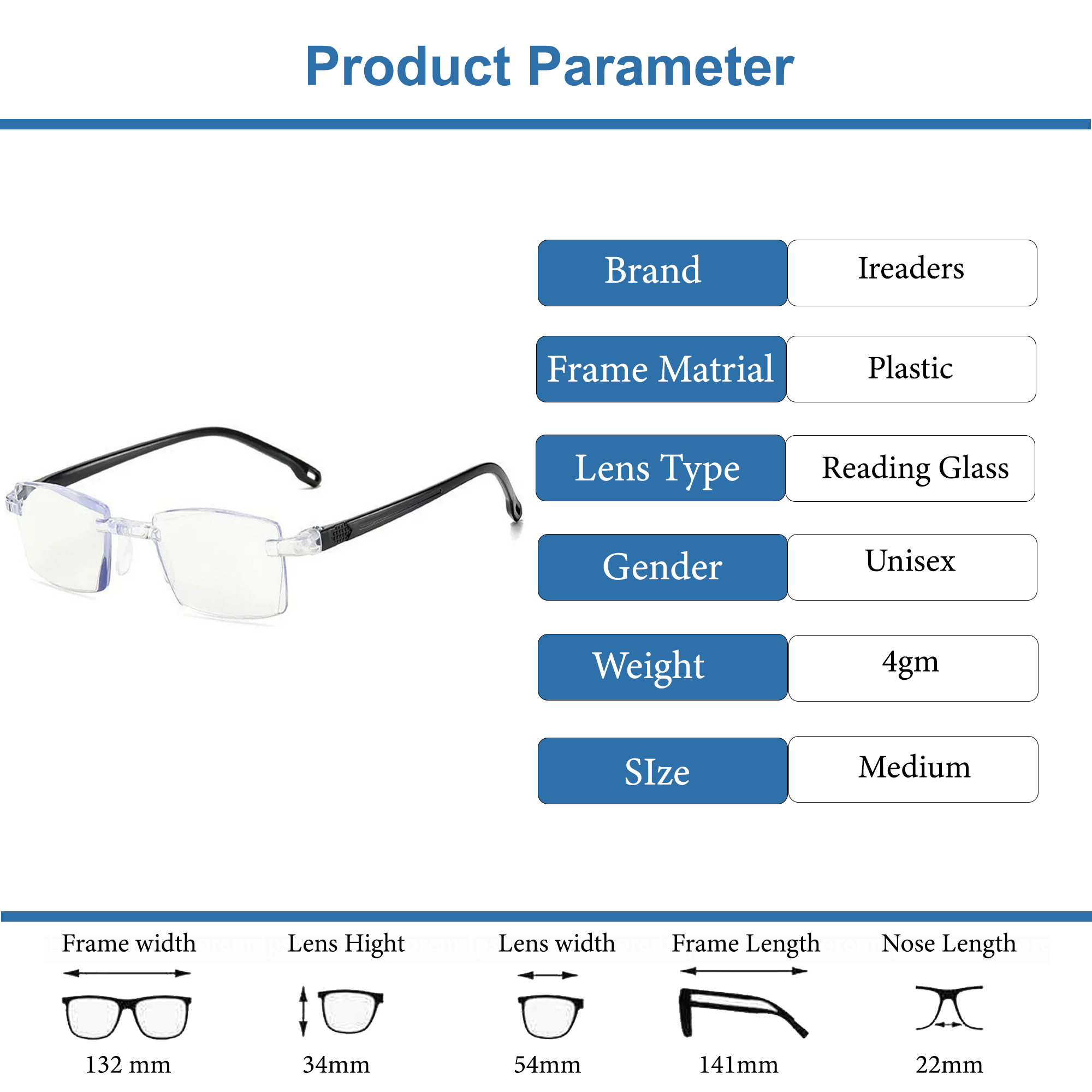 Photochromic Bifocal Intelligent Zoom Adaptive Reading Glasses (1PBF01)