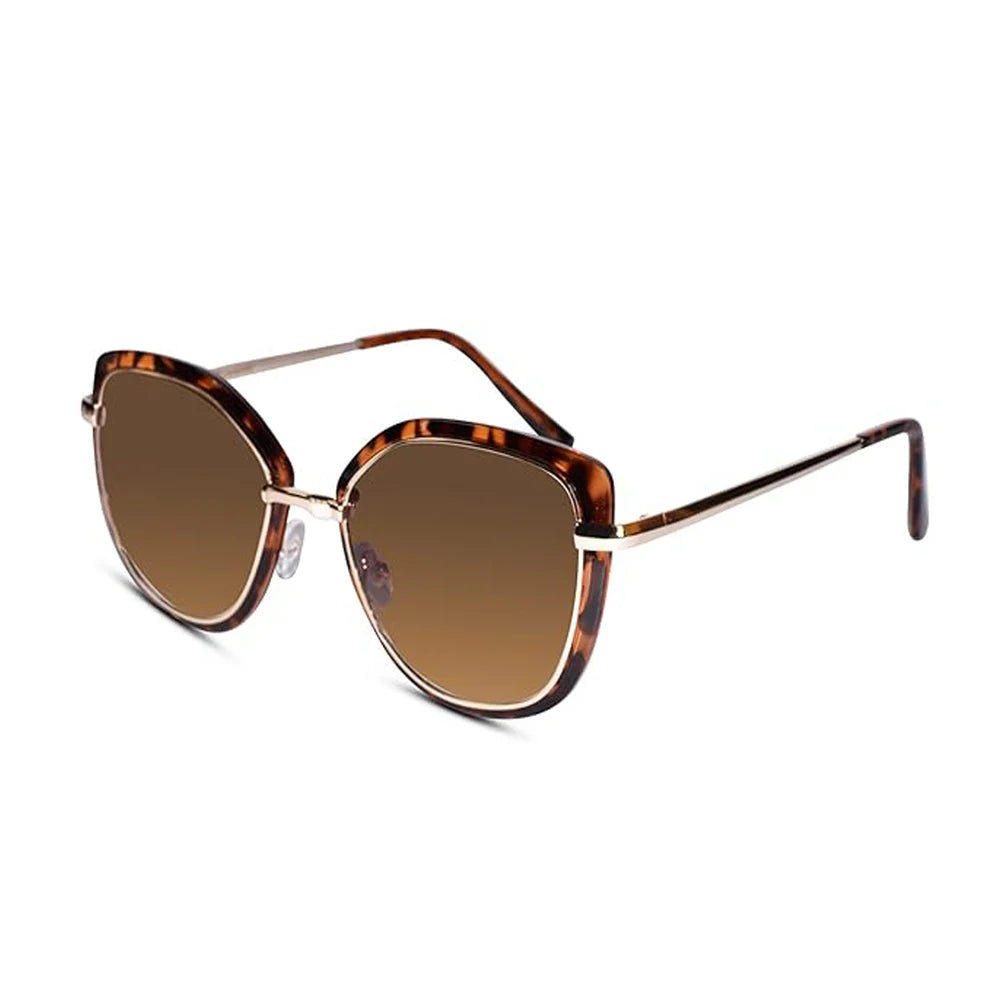 Designer Animal Print Brown Golden Cat eye Sunglasses For women