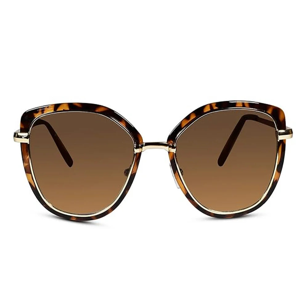 Designer Animal Print Brown Golden Cat eye Sunglasses For women