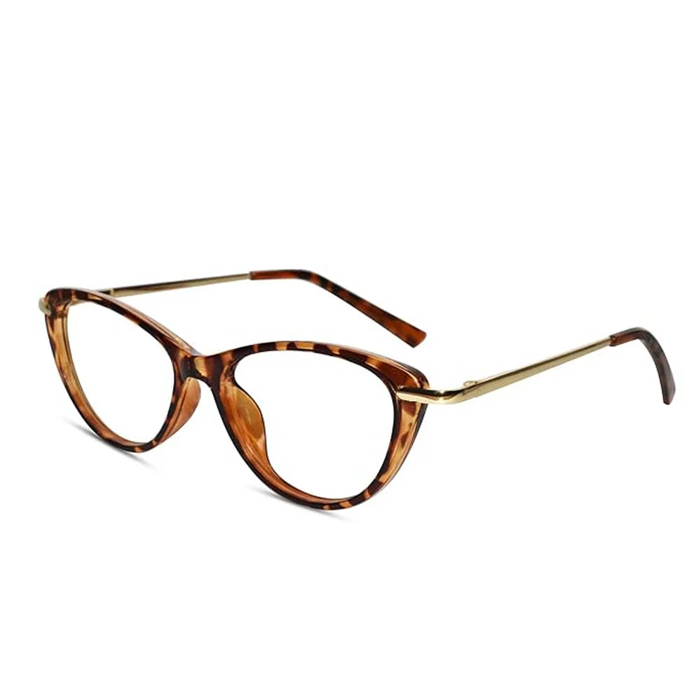 Brown Animal Print With Golden Cat eye Power  Eyeglasses