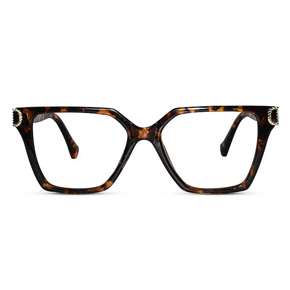 Oversize Animal Print Designer Cateye Power Eyeglasses