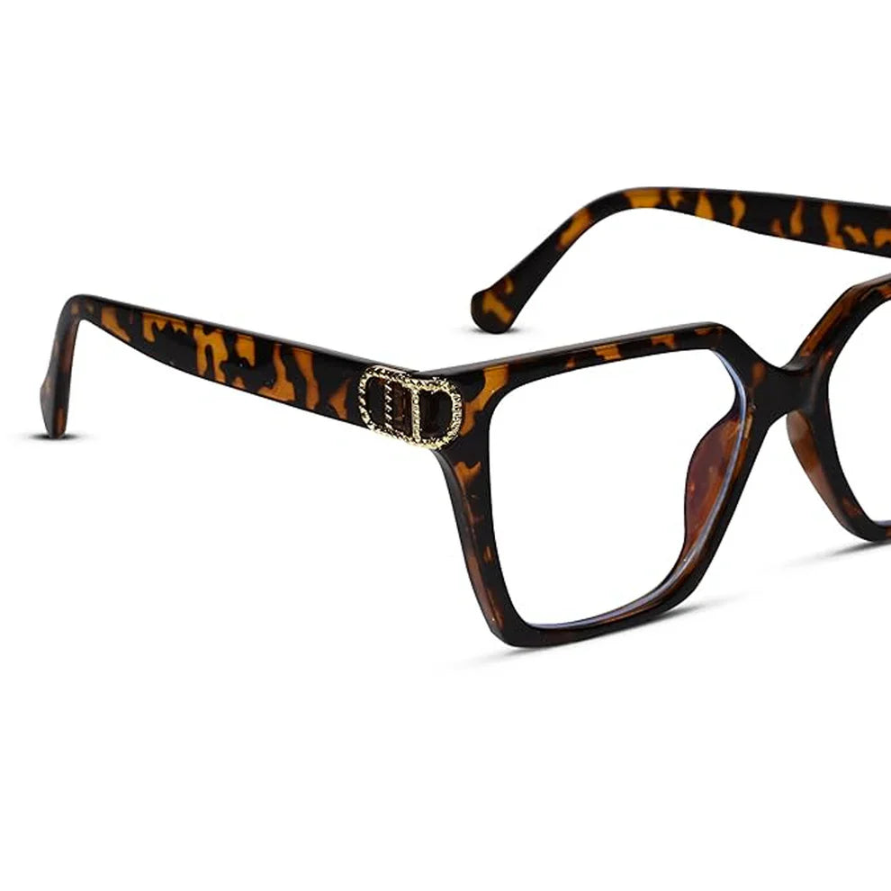 Oversize Animal Print Designer Cateye Power Eyeglasses