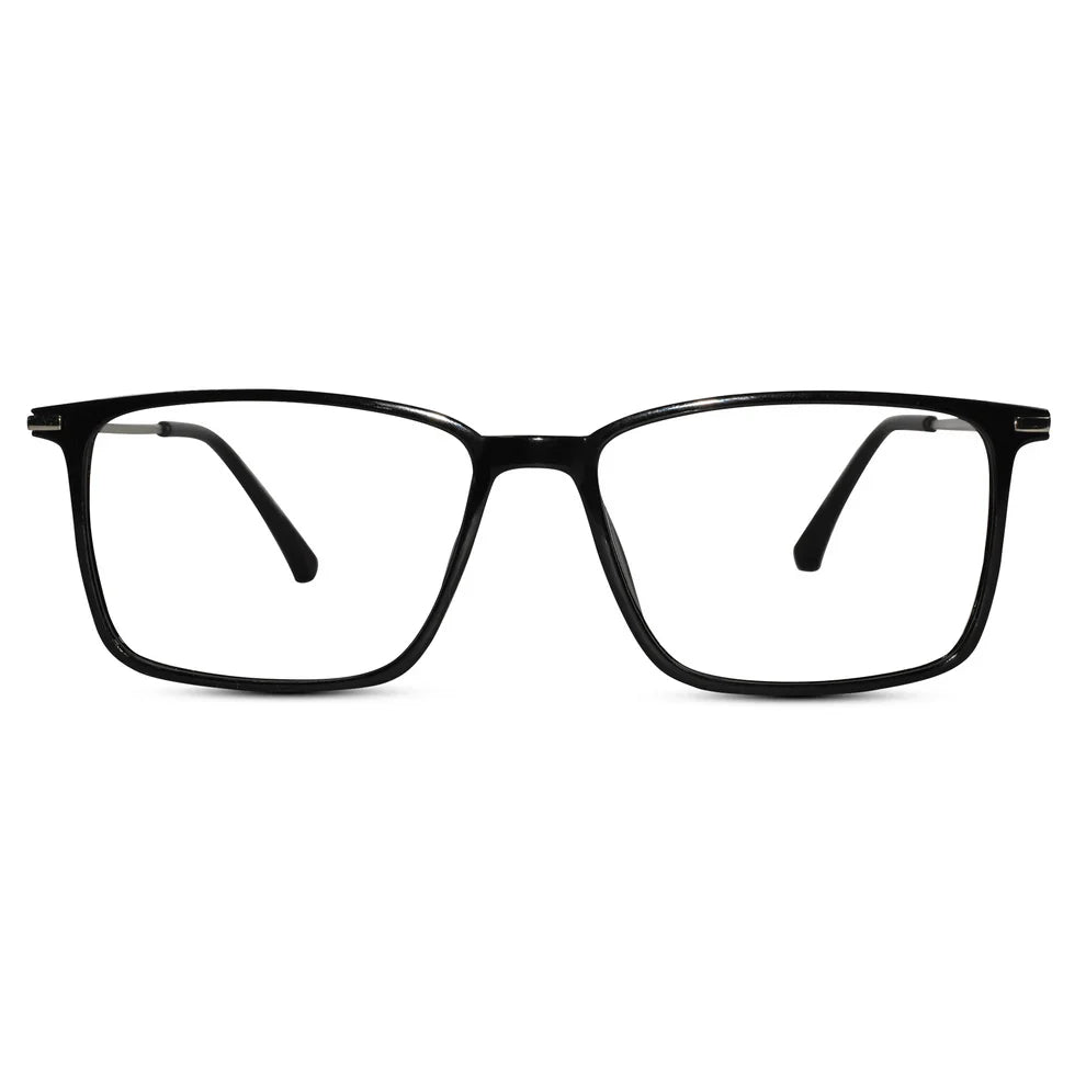 Black Rectangular Power Eyeglasses For Men & Women