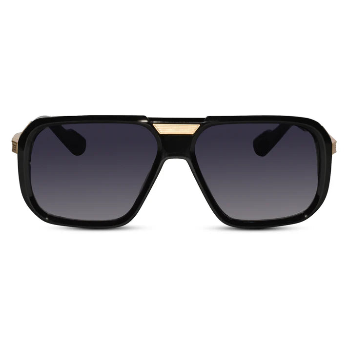 Designer Gold Black Square Sunglasses For Men