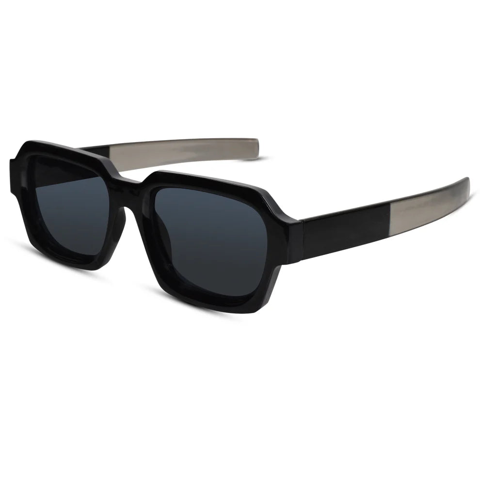 RETRO Dark Black Square Sunglasses For Men & Women
