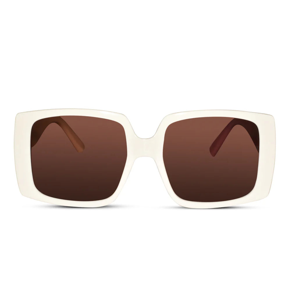 Oversize Square Dual Tone White Sunglasses