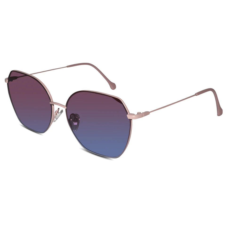Sleek Matt Pink Hexagonal Sunglasses For Women
