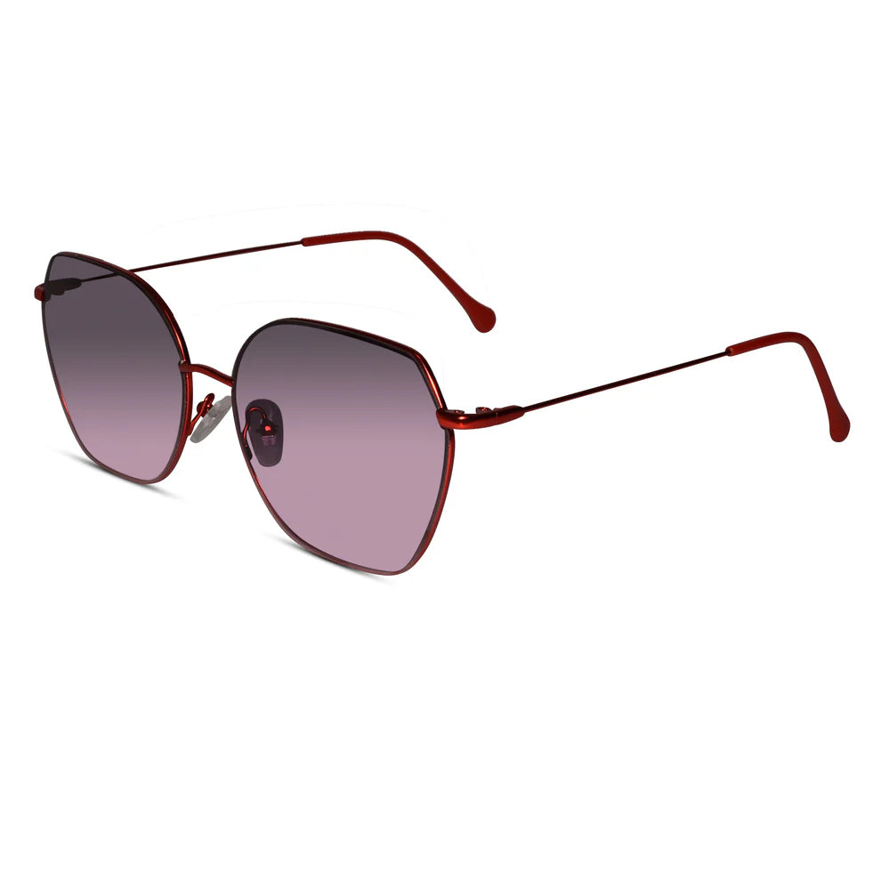 Sleek Red Hexagonal Sunglasses For Women