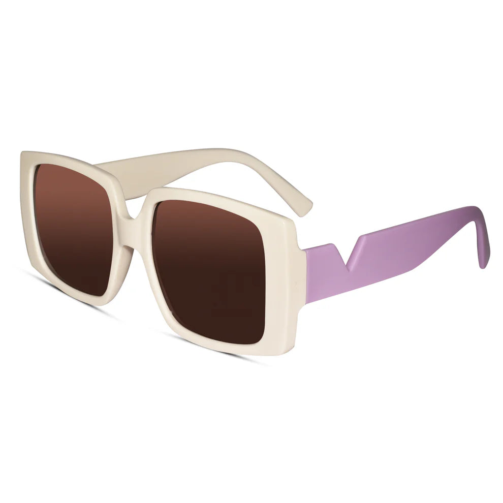 Oversize Square Dual Tone White Sunglasses