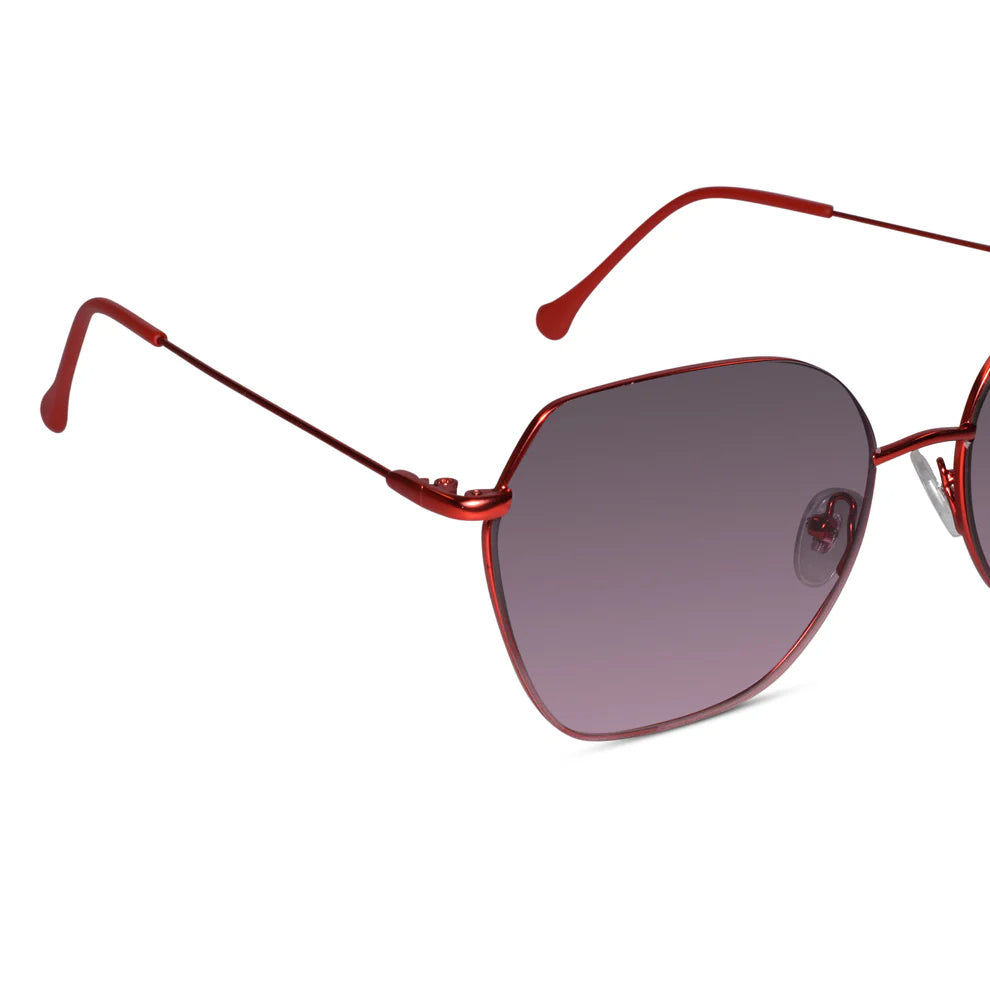 Sleek Red Hexagonal Sunglasses For Women