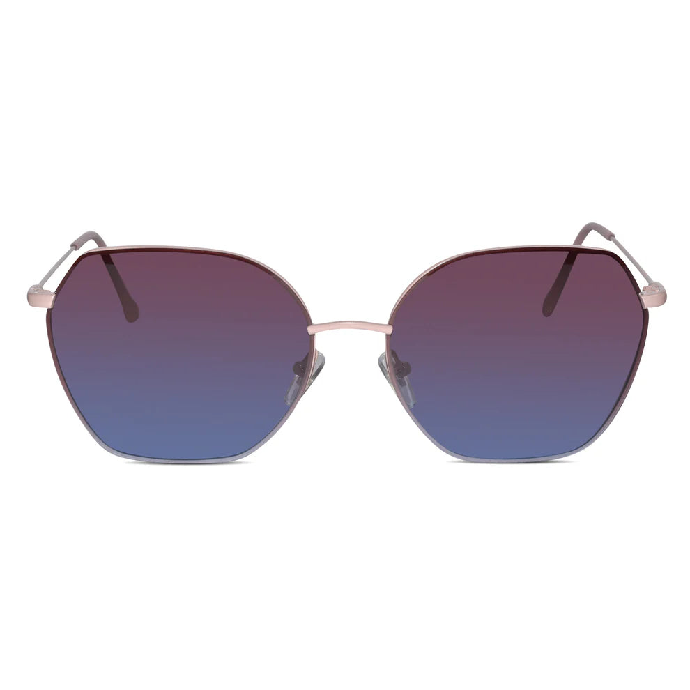 Sleek Matt Pink Hexagonal Sunglasses For Women