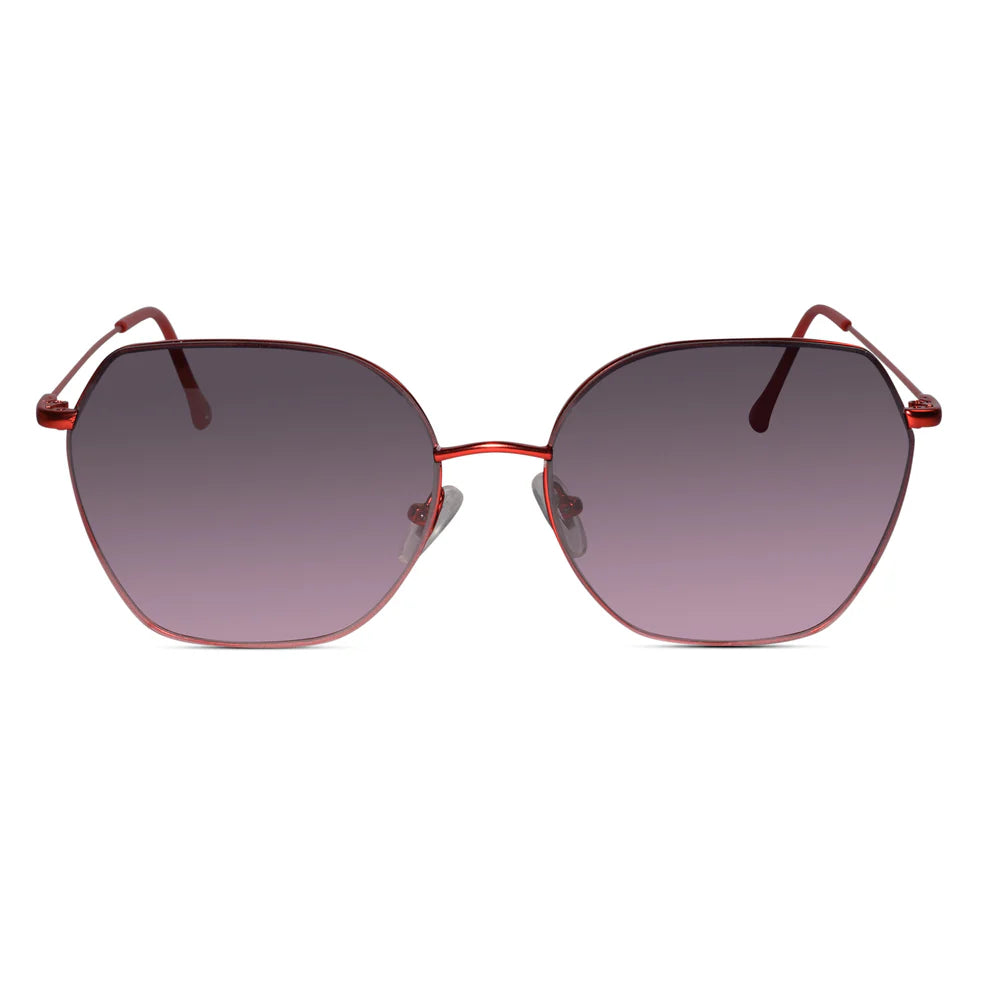 Sleek Red Hexagonal Sunglasses For Women